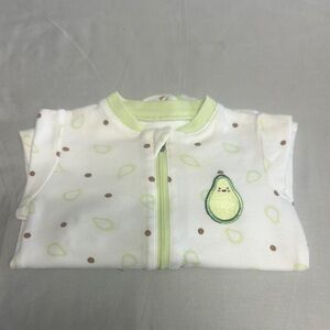 Tuffy White Baby Onesie with Green Trimsnd embroidered avocado